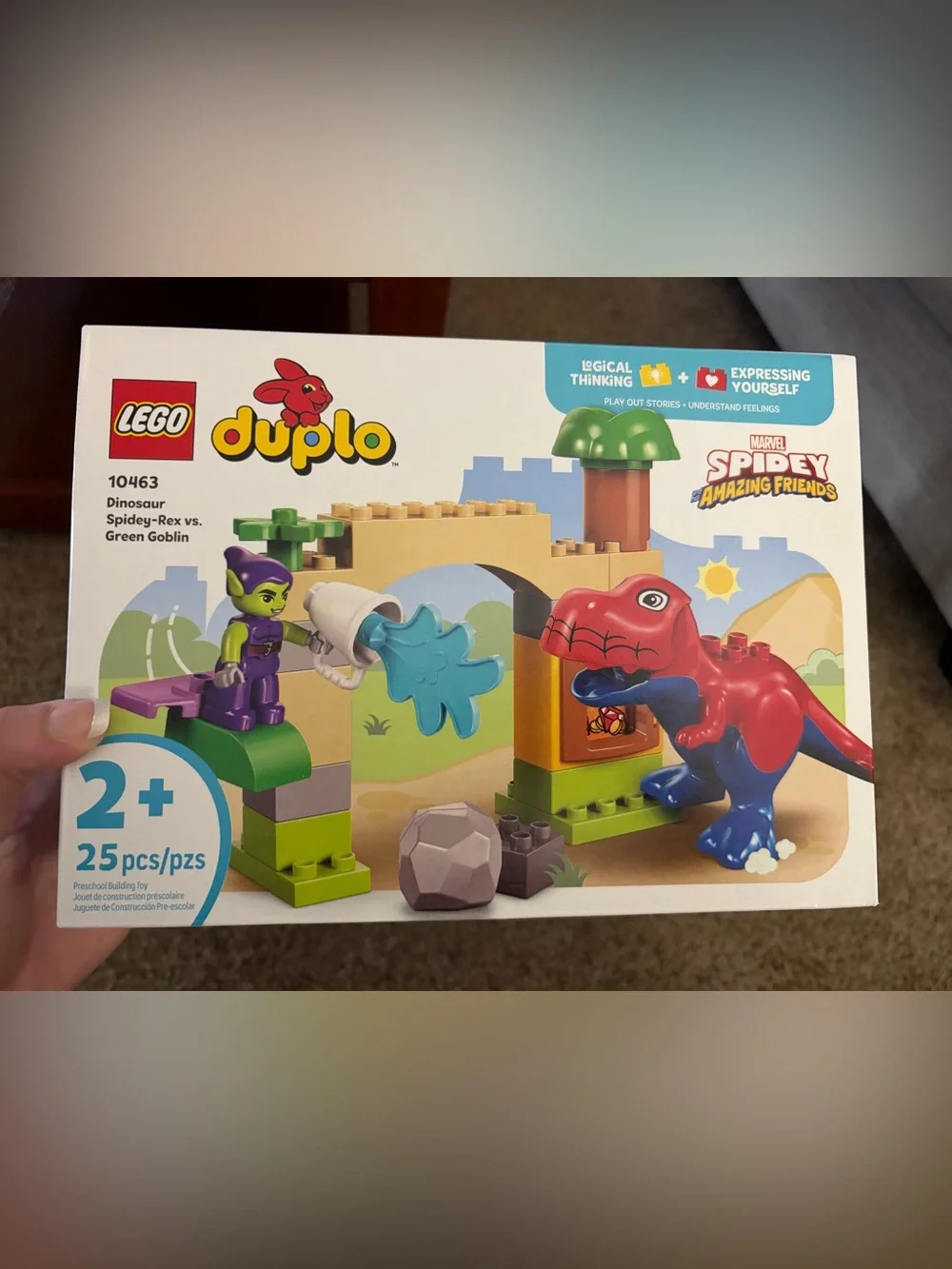 Lego Duplo Red & Blue Dinosaur Playset with Green Goblin Minifigure